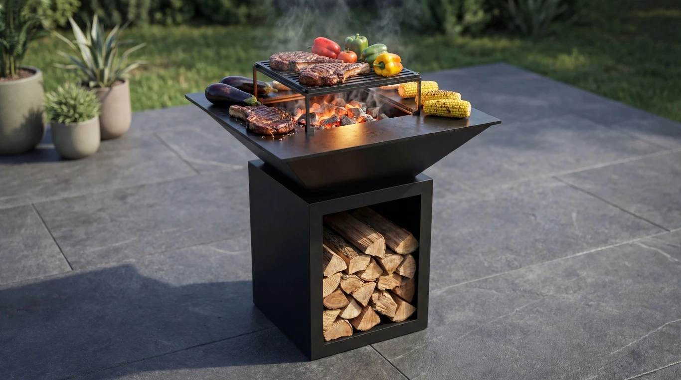 Square 32 Fire Pit Grill with Niche - Image 2
