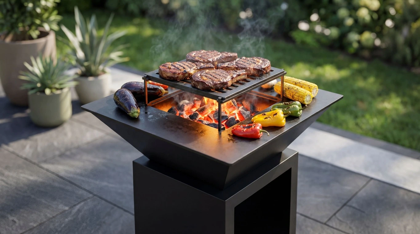 Square 32 Fire Pit Grill with Niche - Image 3